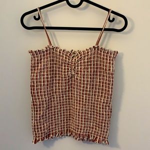 Madewell Superlight Jacquard Smocked Tank Size S